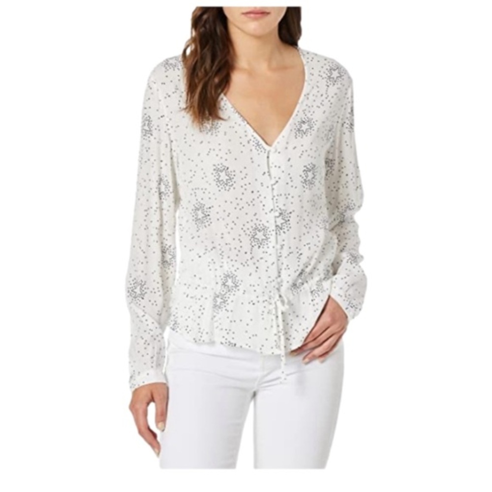 Rails Beaux White Stella Button Blouse Size Small Stars